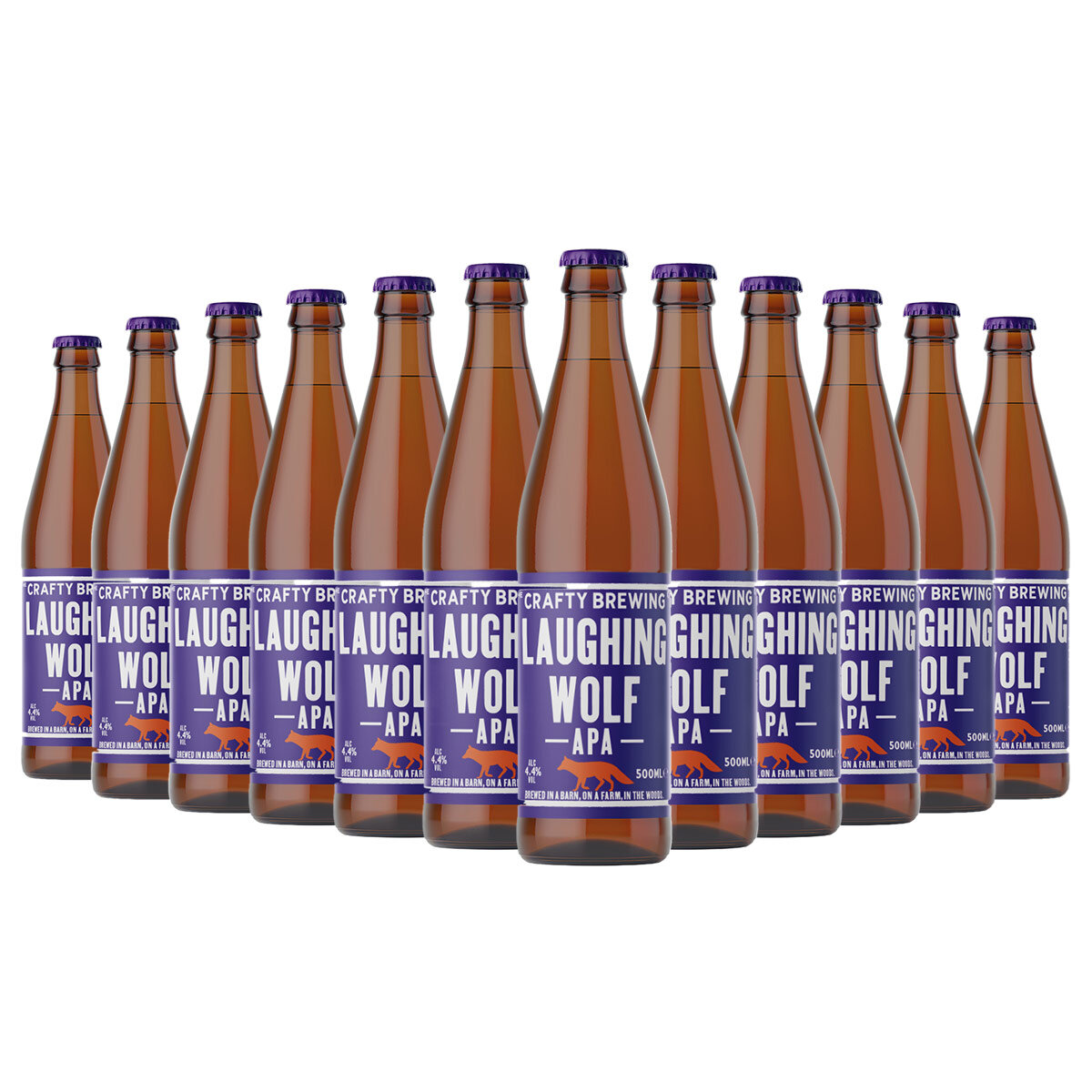 12 x 500ml bottles of Laughing Wolf APA