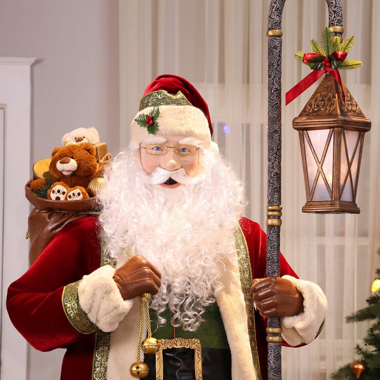 6 ft (183cm) Animated Santa with Motion Sensor, Singing & LED Lantern