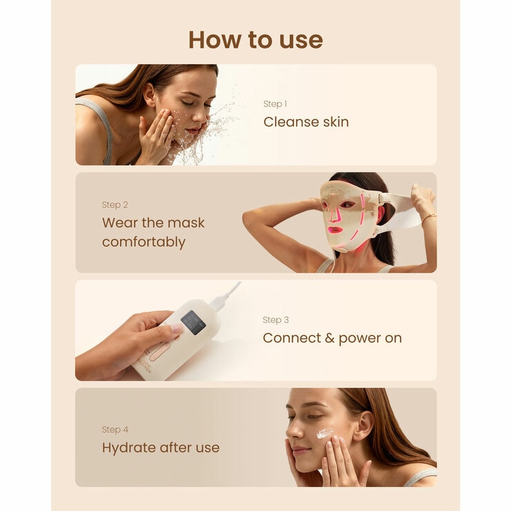 Lifestyle image of how to use Renpho Artimis Blush Light Mask
