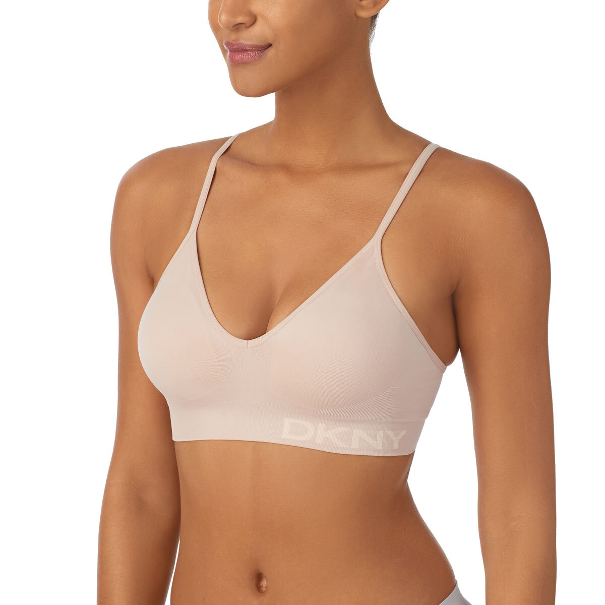DKNY Seamless Bralette 2 Pack in Black & Sand