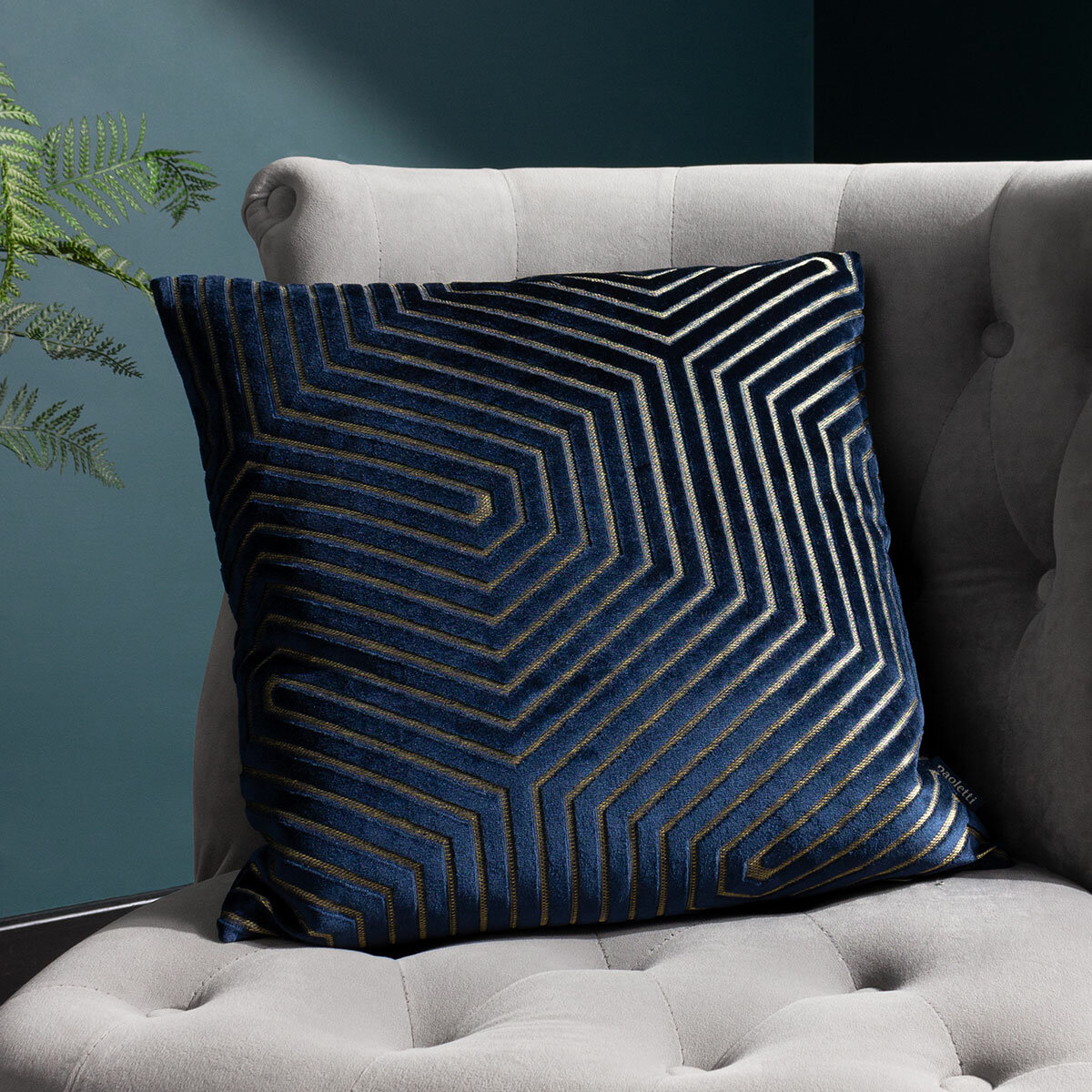 Paoletti Evoke Navy Velvet Feather Fill Cushion 2 Pack, 45 x 45 cm