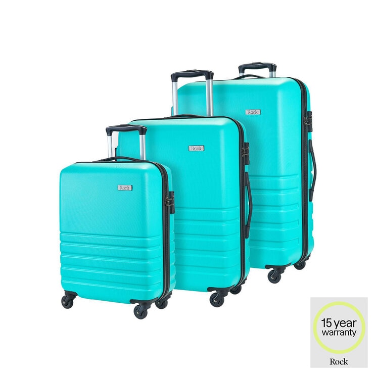 Rock Byron 3 Piece Hardside Luggage Set in Aqua Rock Byron 3 Piece Hardside Luggage Set in Aqua