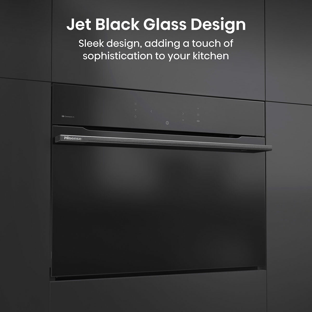 Hisense Hi8 BlackLine BIM4AH8UKWF Built In Electric Single Oven with Microwave, in Jet Black