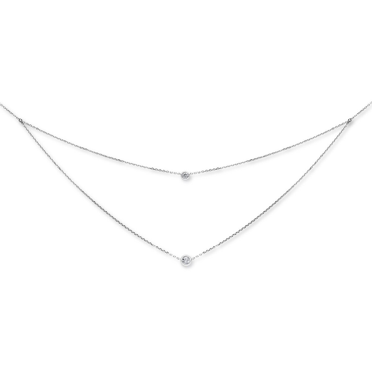 0.33ctw Round Brilliant Cut Diamond Double Layer Pendant, 18ct White Gold
