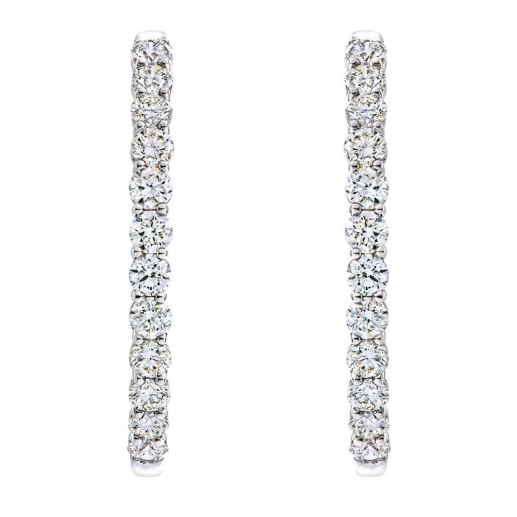 4.95ctw Round Brilliant Cut Diamond Inside Out Hoop Earrings, 14ct White Gold
