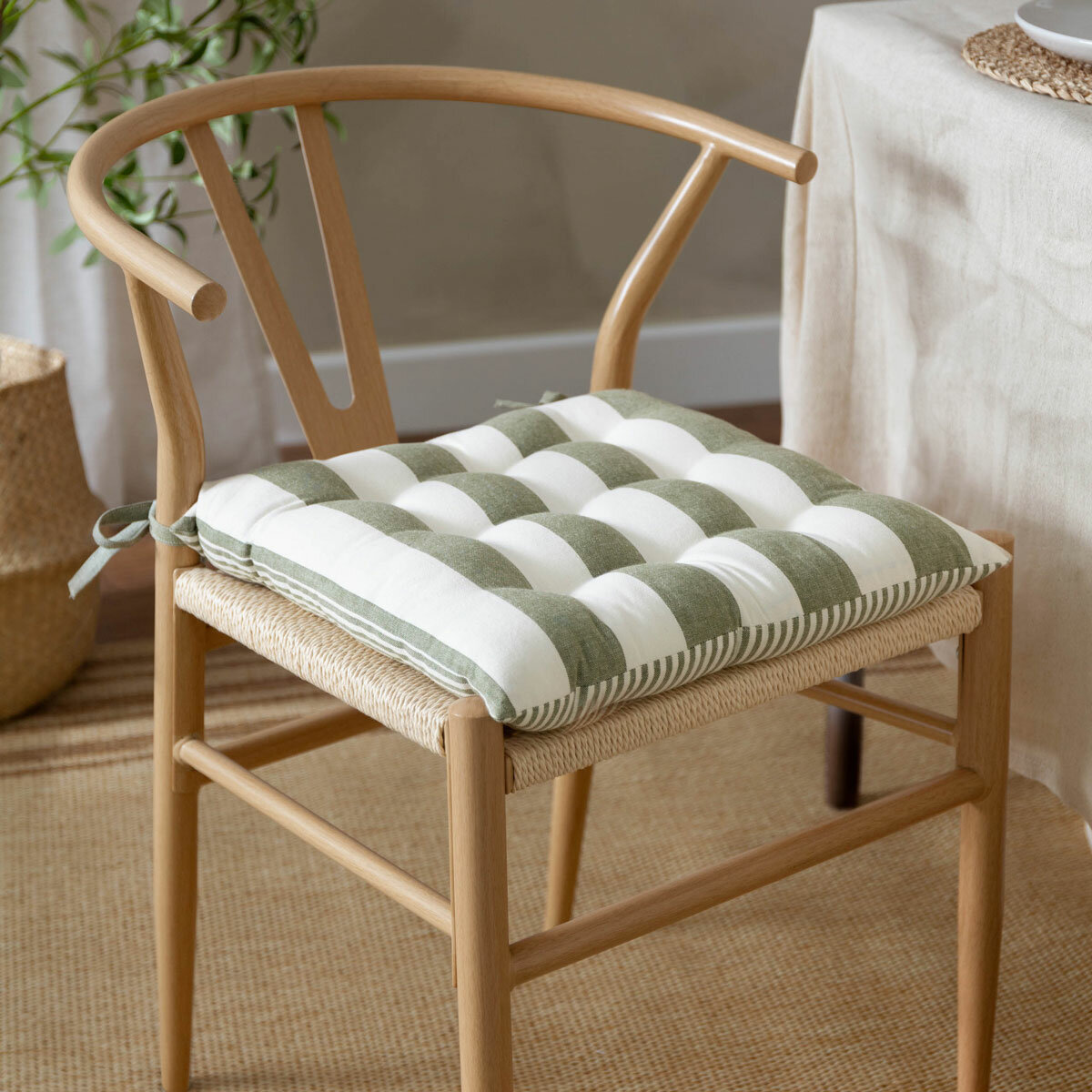 Hayle 2 Pack Striped Cotton Seat Pad Cushion
