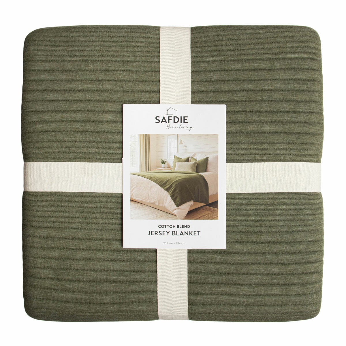 Safdie Cotton Blend Green Jersey Blanket, 224 x 234 cm Safdie Cotton Blend Green Jersey Blanket, 224 x 234 cm