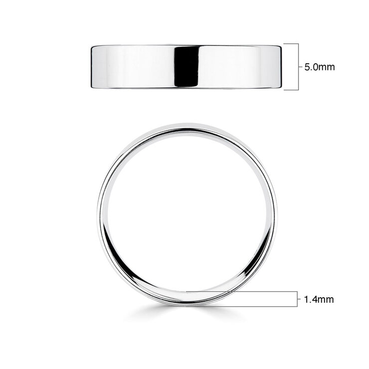 5.0mm Basic Light Court Wedding band. 18ct White Gold 5.0mm Basic Light Court Wedding band. 18ct White Gold