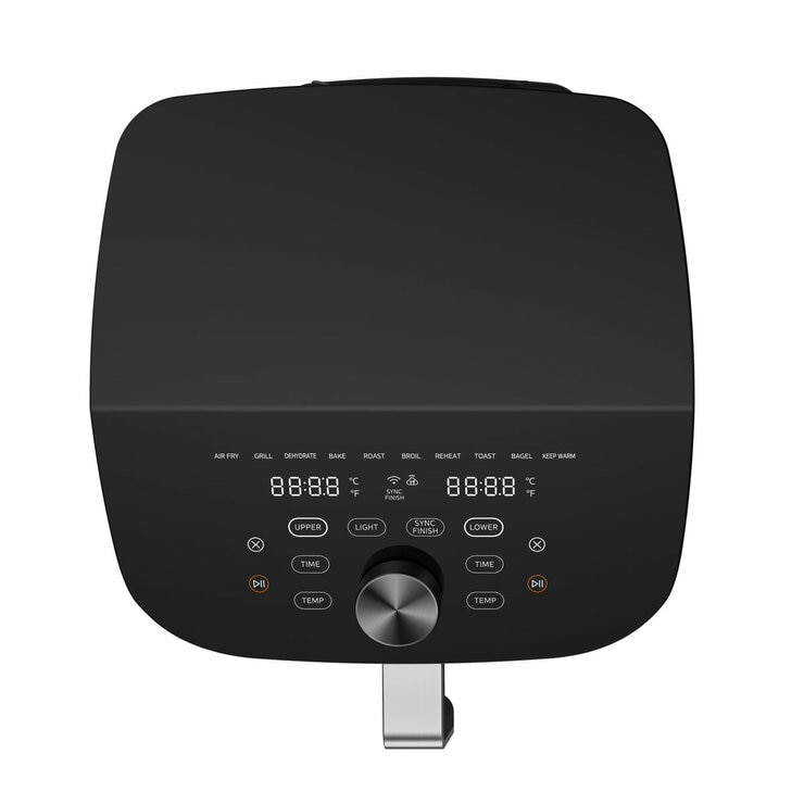 Top View of Midea Dual Basket Air Fryer with digital display