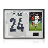 Cole Palmer Signed Framed England Football Shirt including 1 Photo, with Black Mount
