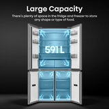 Hisense KitchenFit RQ768N4GVE, Non Plumbed Multidoor Fridge Freezer, E Rated In Silver Glass Hisense KitchenFit RQ768N4GVE, Non Plumbed Multidoor Fridge Freezer, E Rated In Silver Glass
