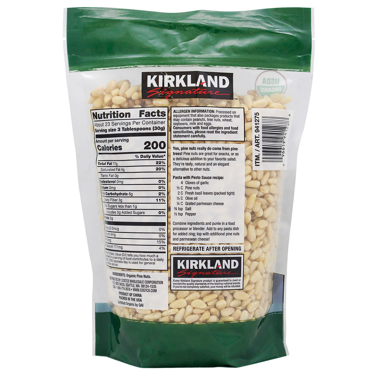 Kirkland Signature Organic Pine Nuts, 680g