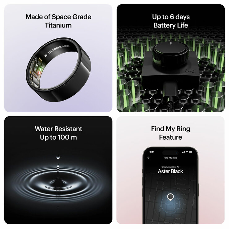 Ultrahuman Ring AIR Aster Black, Size 5 Ultrahuman Ring AIR Aster Black, Size 5