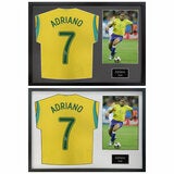 Adriano Signed Framed Brazil Football Shirt including 1 Photo in 2 Options: White or Black