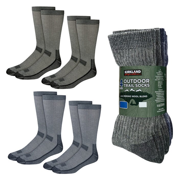 Kirkland Signature Men's Outdoor Trail Sock, 4 Pack Sizes 9.512.5