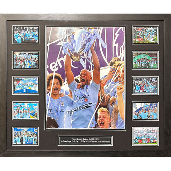 Vincent Kompany Signed Framed Manchester City Photograph