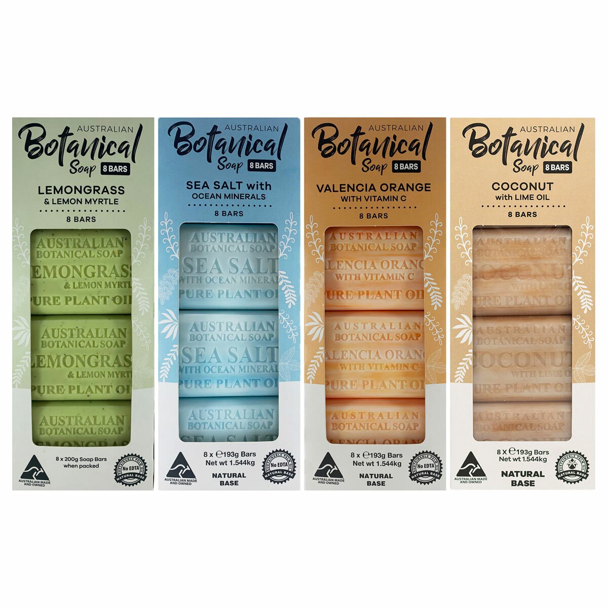 Australian Botanical Soap Bar, 8 Pack in 4 Varieties Australian Botanical Soap Bar, 8 Pack in 4 Varieties