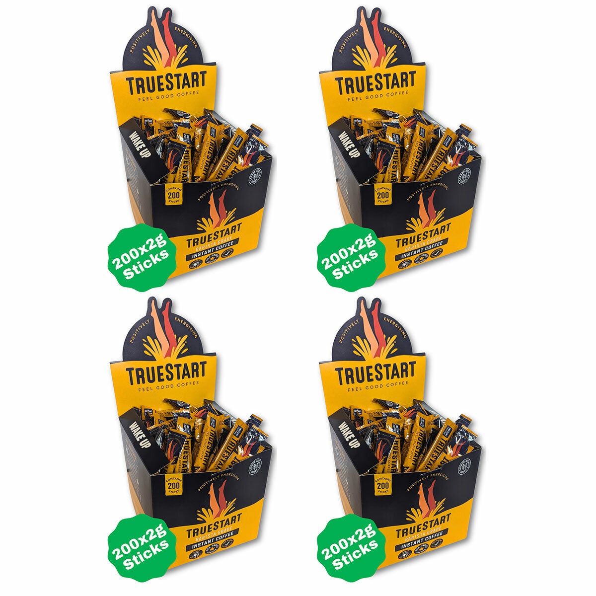 True Start Barista Grade Instant Coffee Sticks, 200 x 2g x 4 boxes