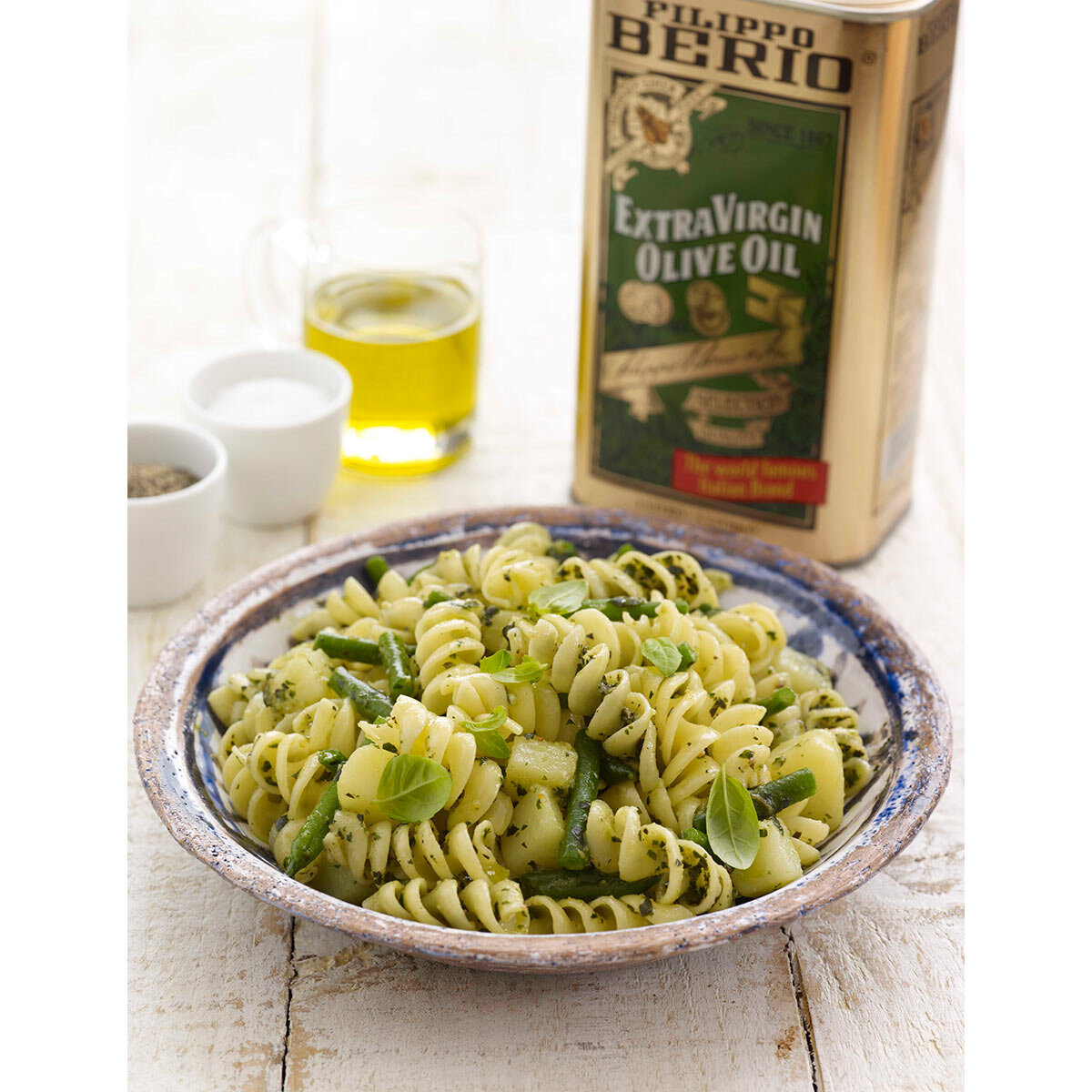 Tin Next To Pesto Pasta Dish