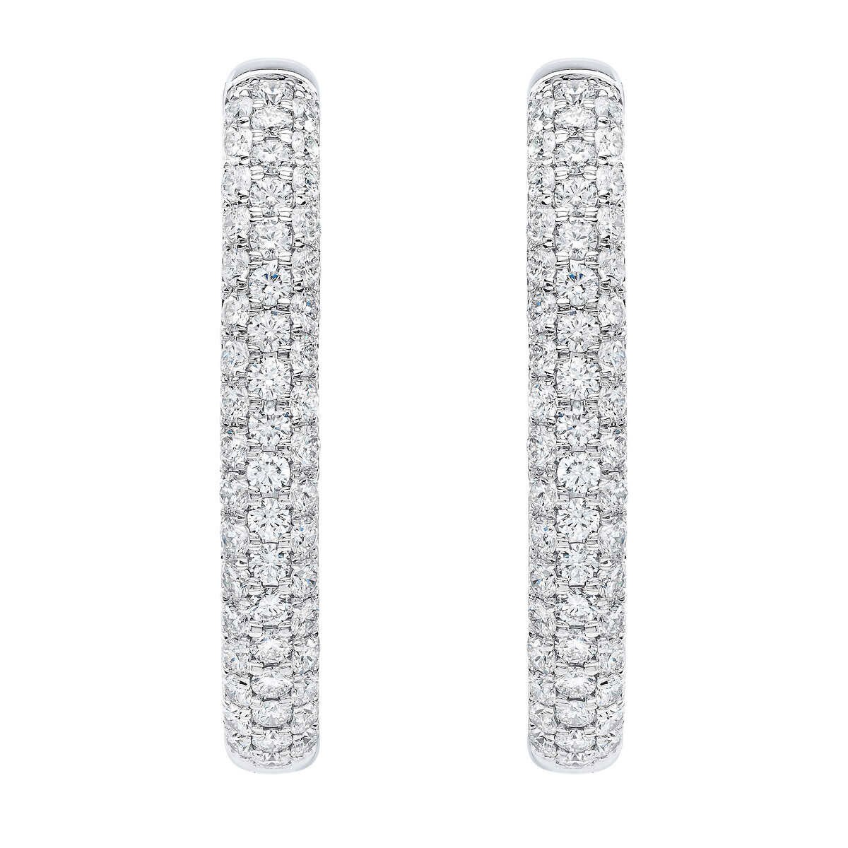 5.00ctw Round Brilliant Cut Diamond Inside & Out Hoop Earrings, 14ct White Gold