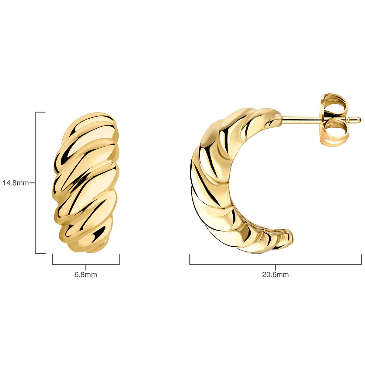 14ct Yellow Gold Double Hoop Link Earrings