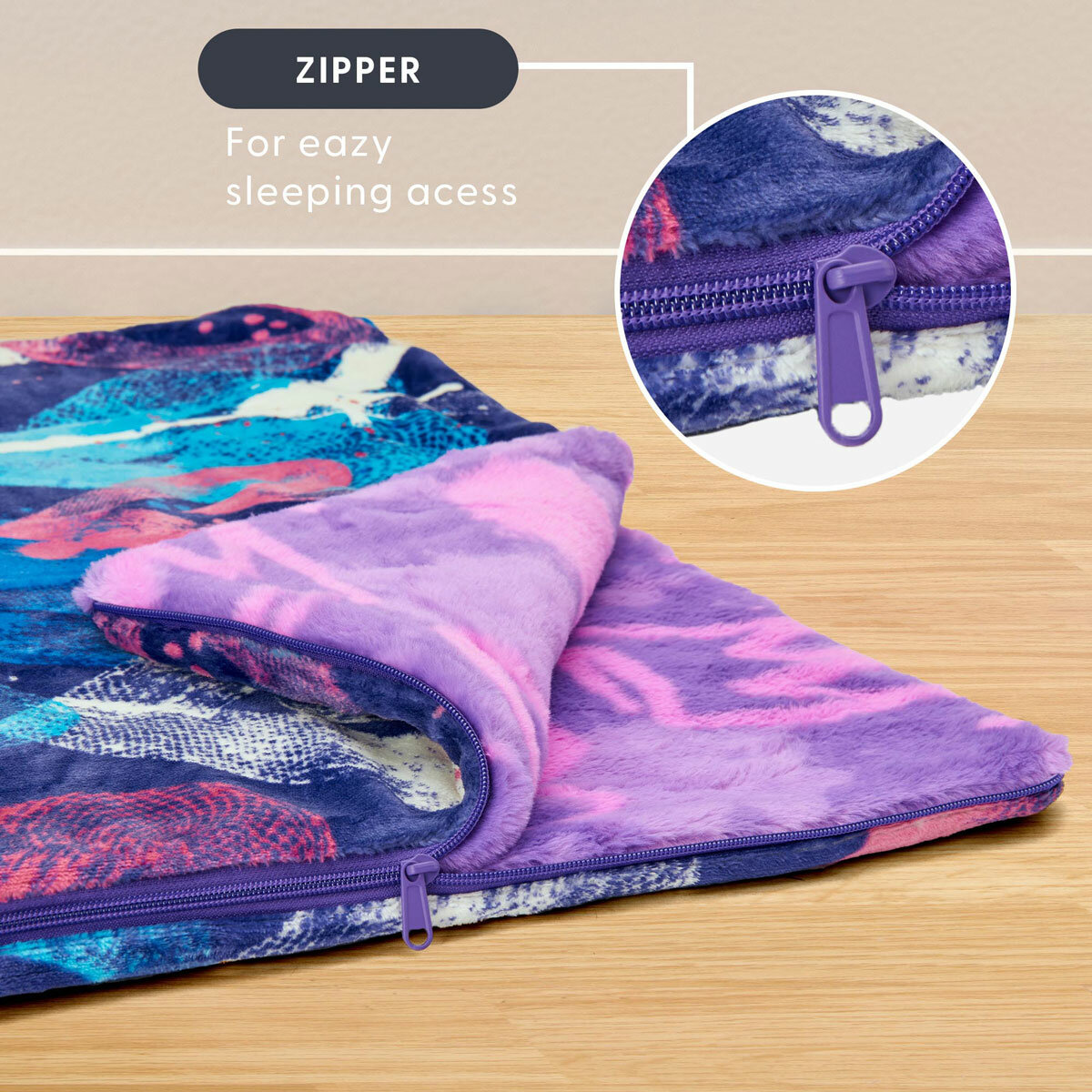 Ashford Home Faux Fur Slumber Bag Blanket 137 x 142 cm, Grafitti Hearts