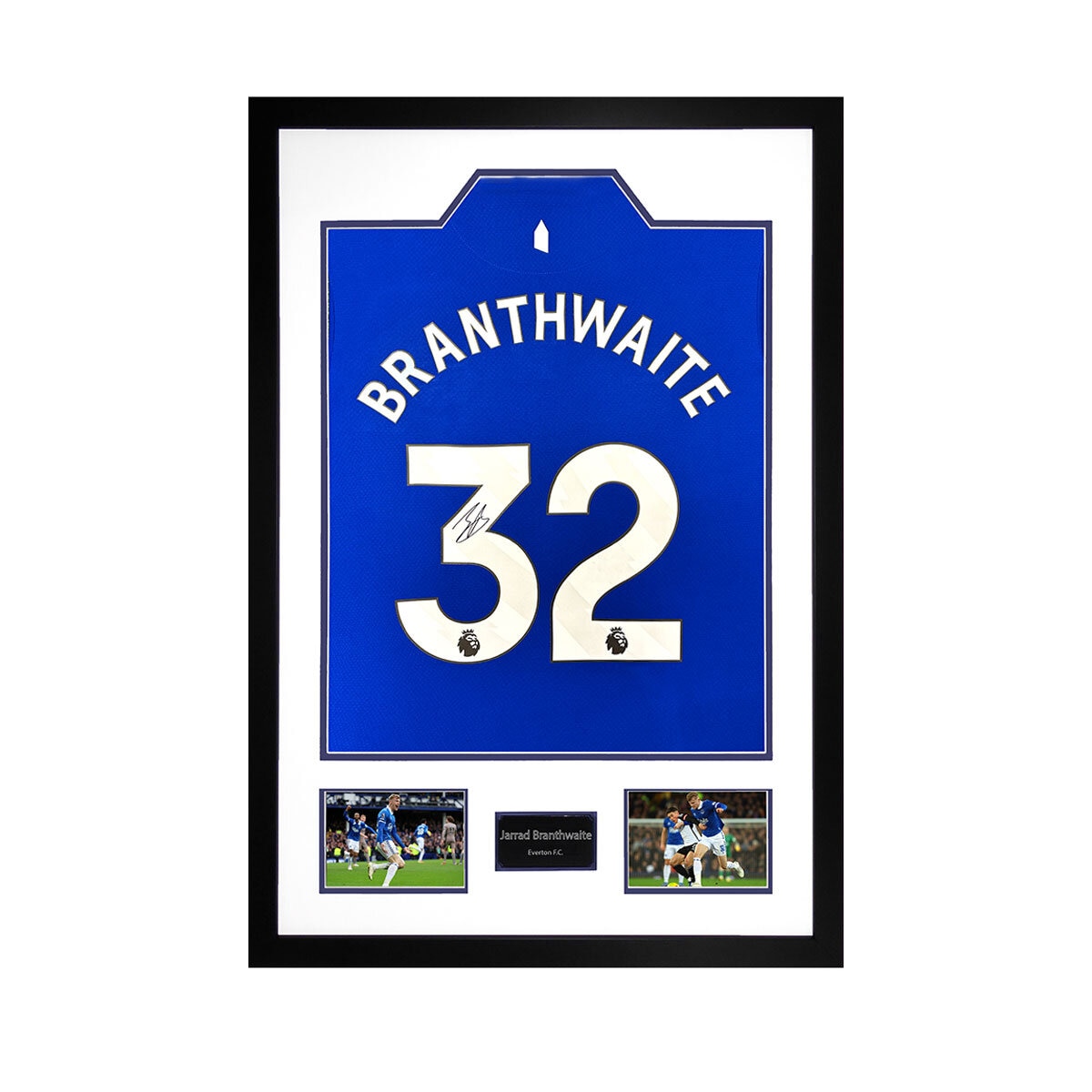Jarred Branthwaite Everton 24/25 Signed Framed Shirt, including 2 Photos