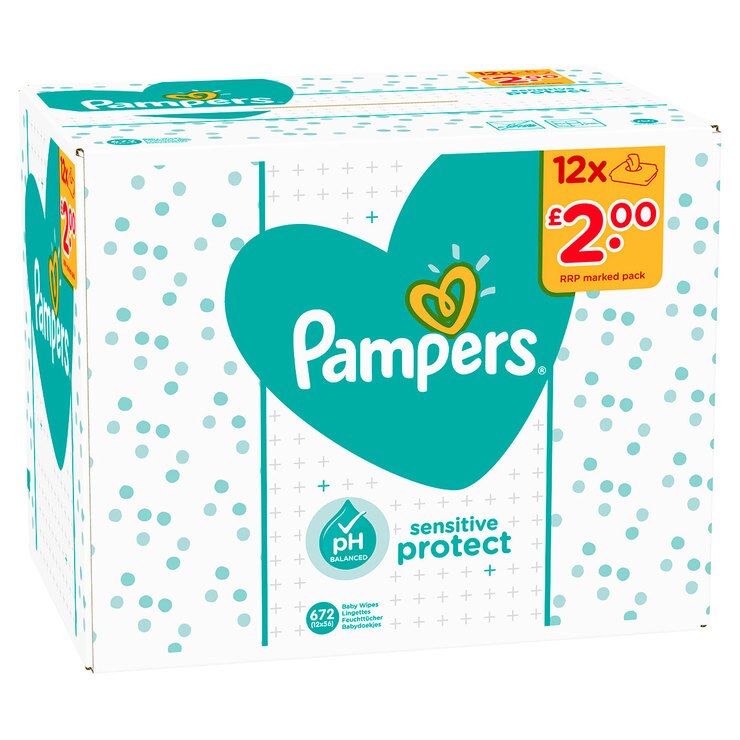 Pampers Sensitive Baby Wipes, 12 x 56 Wipes Costco UK