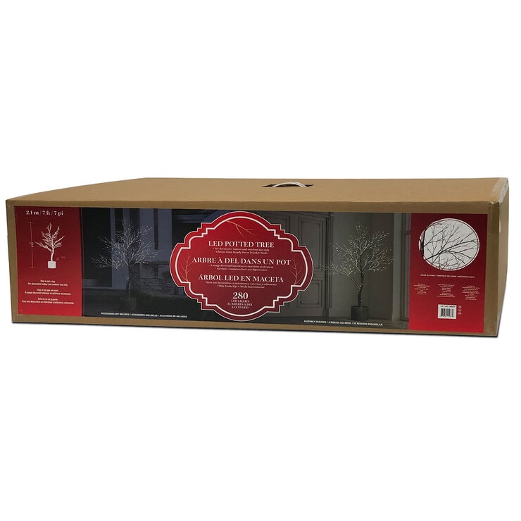 Buy 7ft Potted Brown Flocked Tree Box Image at Costco.co.uk