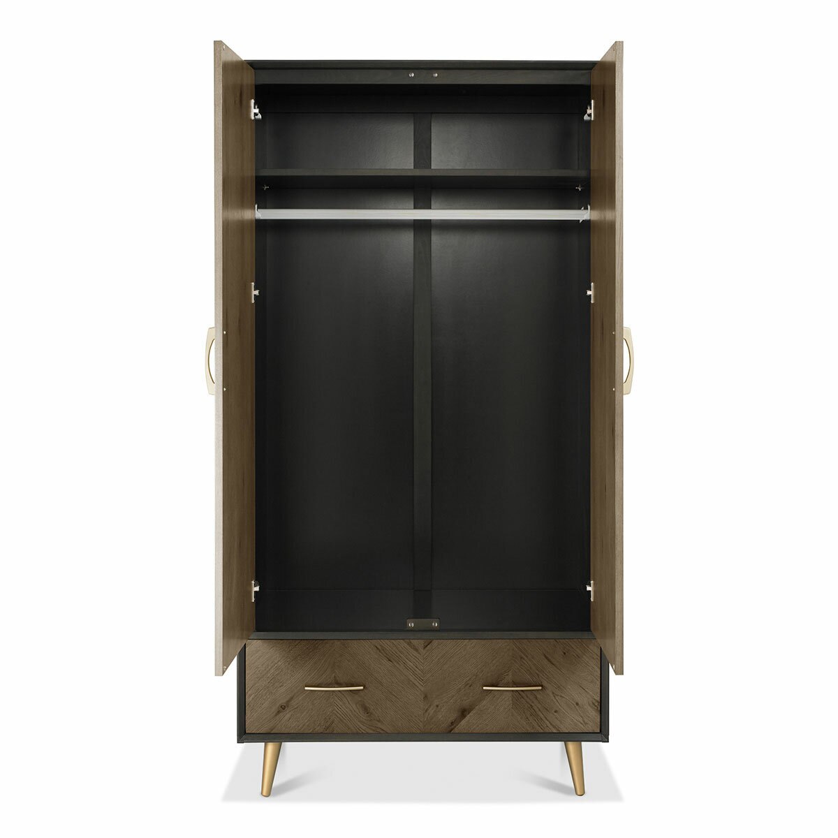 Bentley Designs Sienna Fumed Oak & Peppercorn Double Wardrobe