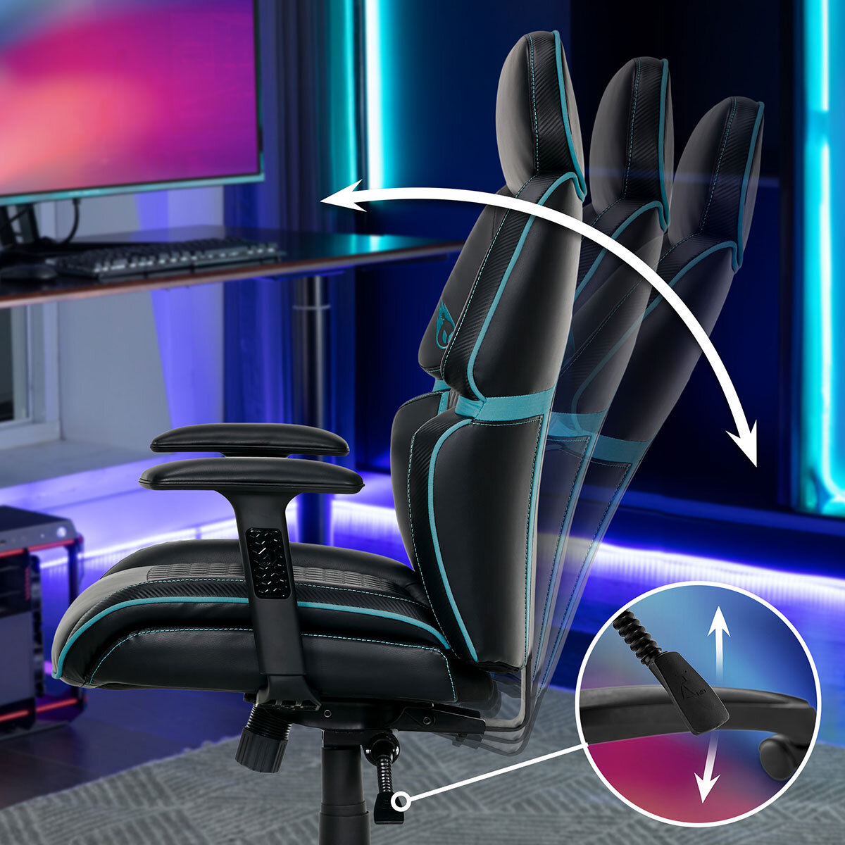 DPS® Centurion Gaming Chair with Adjustable Headrest, Black