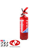 Cut out image of extinguisher with types of fire details and FIA certification