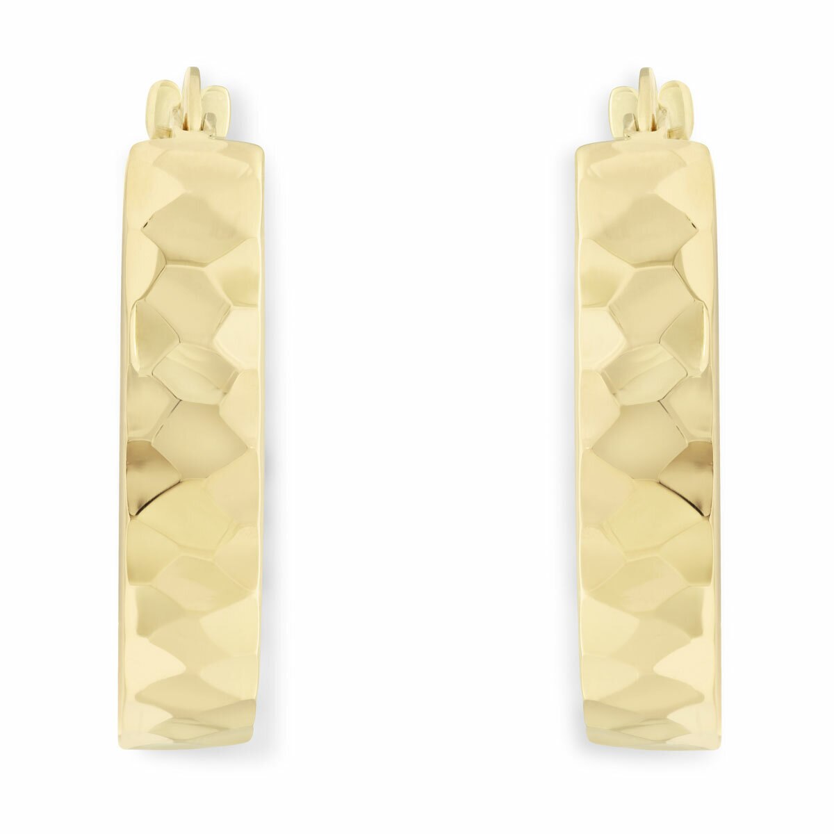 14ct Yellow Gold Hammered Hoop Earrings