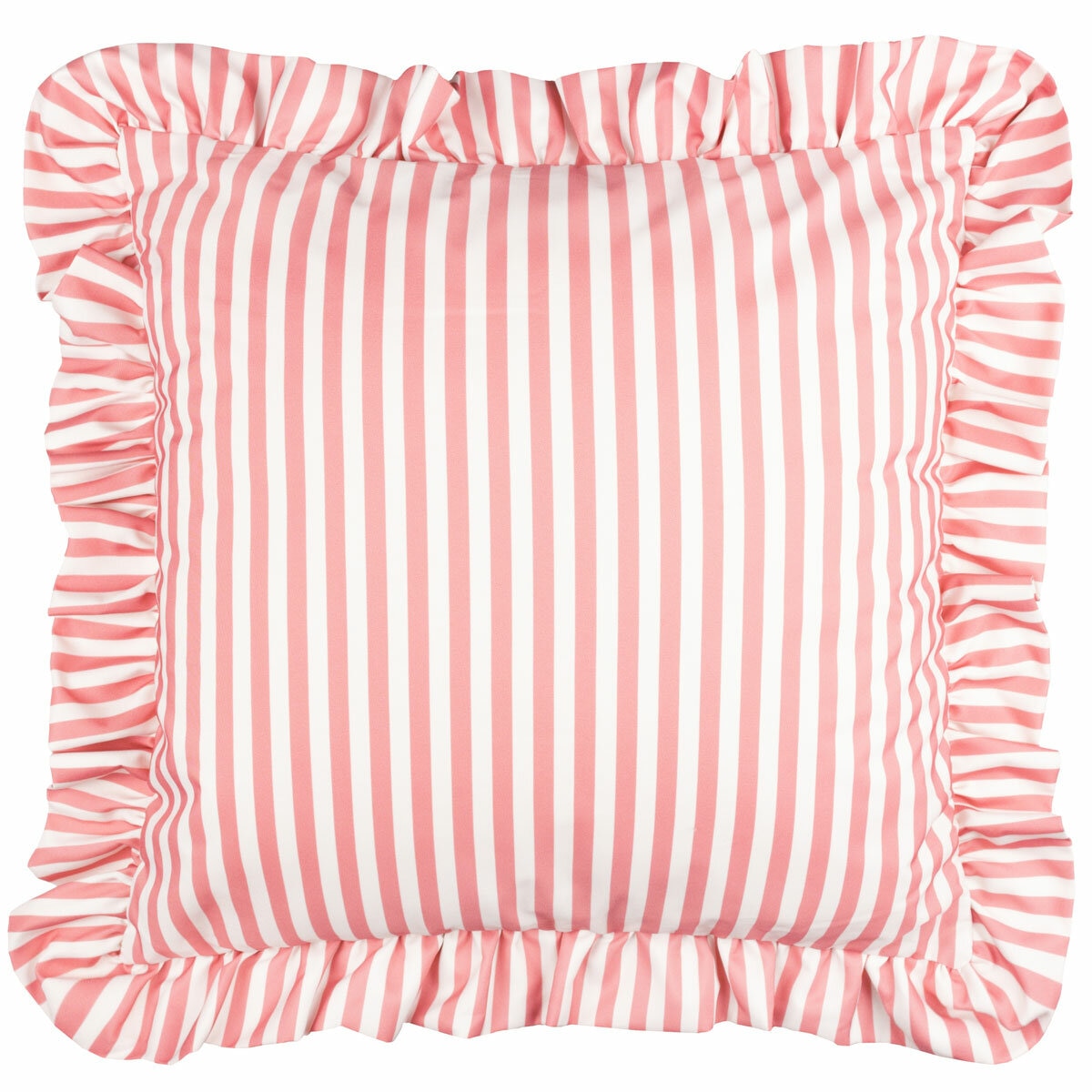 Wylder Millie Ruffle Pink Striped Indoor Outdoor Cushion, 50 x 50 cm