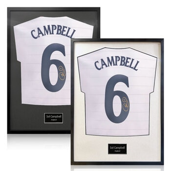 Sol Campbell Signed Framed England Football Shirt in 2 Options: White or Black Mount