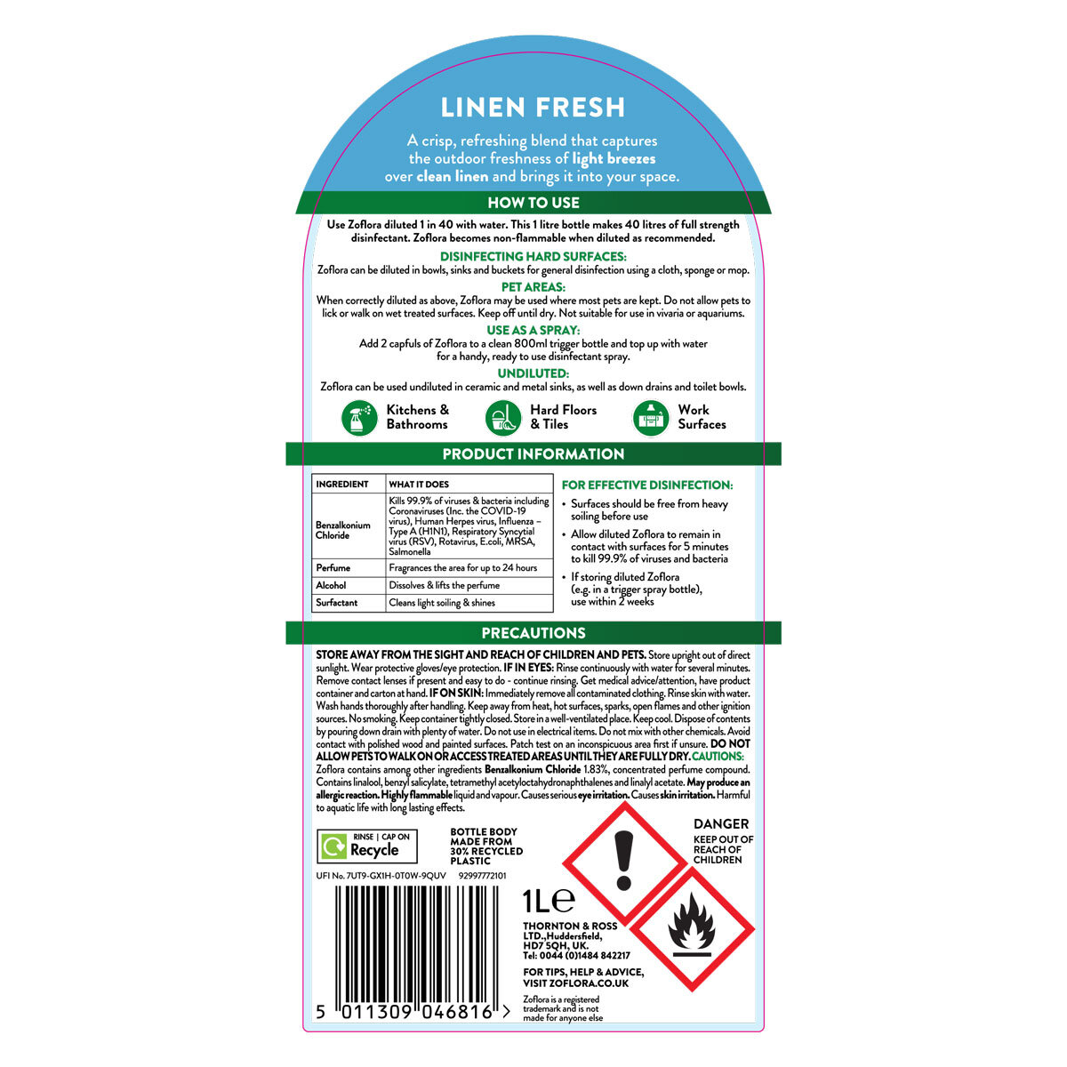 Zoflora Concentrated Disinfectant, 2 x 1L