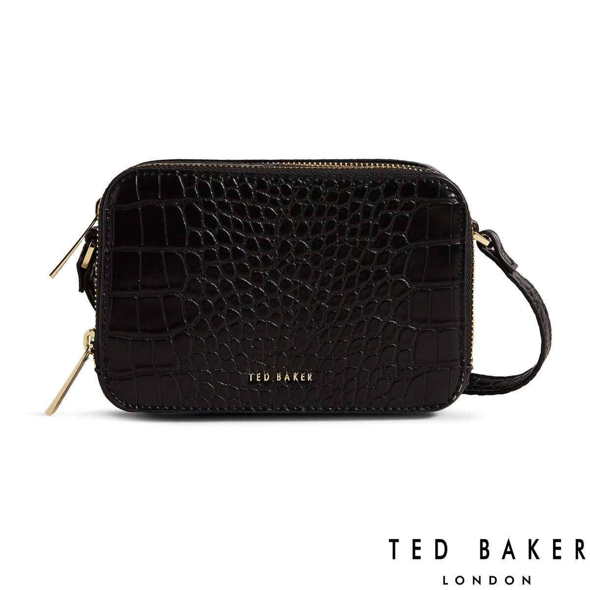 Ted Baker Stina Croc Mini Camera Bag in Black