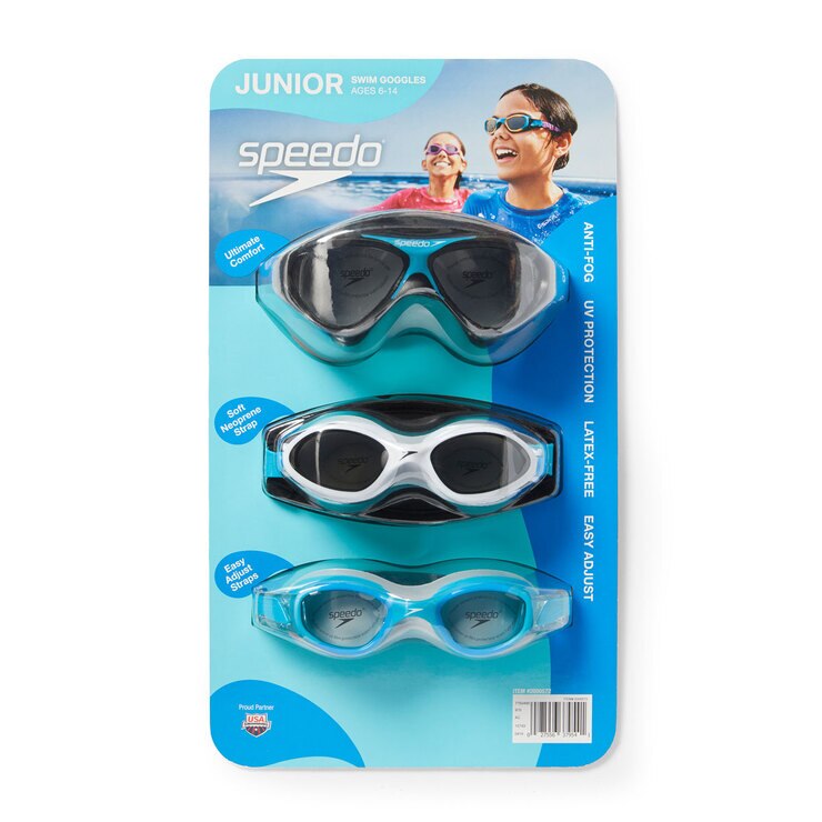 Speedo 3 Pack of Junior Goggles in White and Blue Costco UK