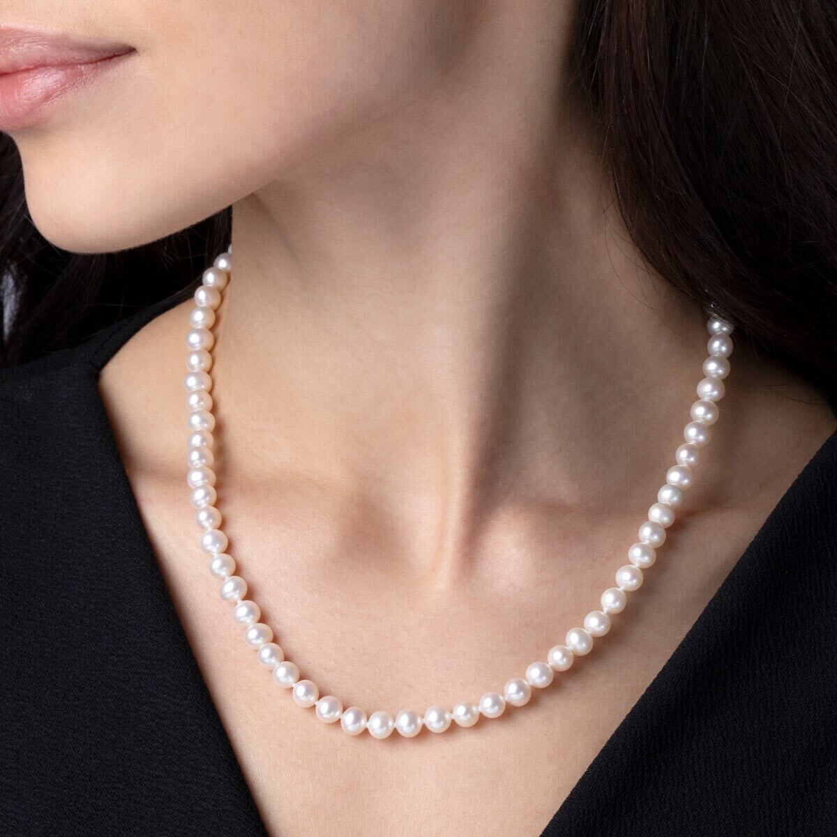 Cultured Freshwater White Pearl Necklace, 18ct White Gold