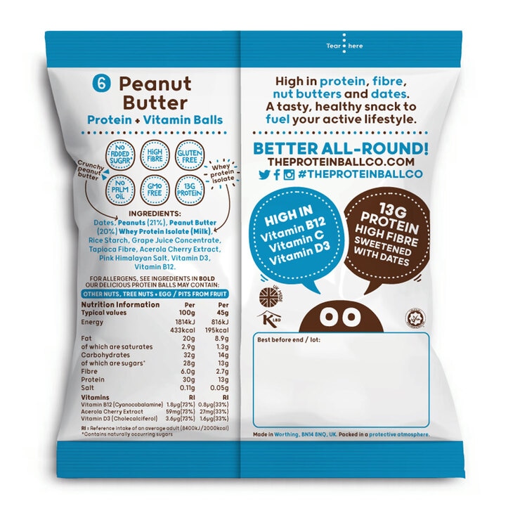 The Protein Ball Co. Peanut Butter, 20 x 45g Costco UK