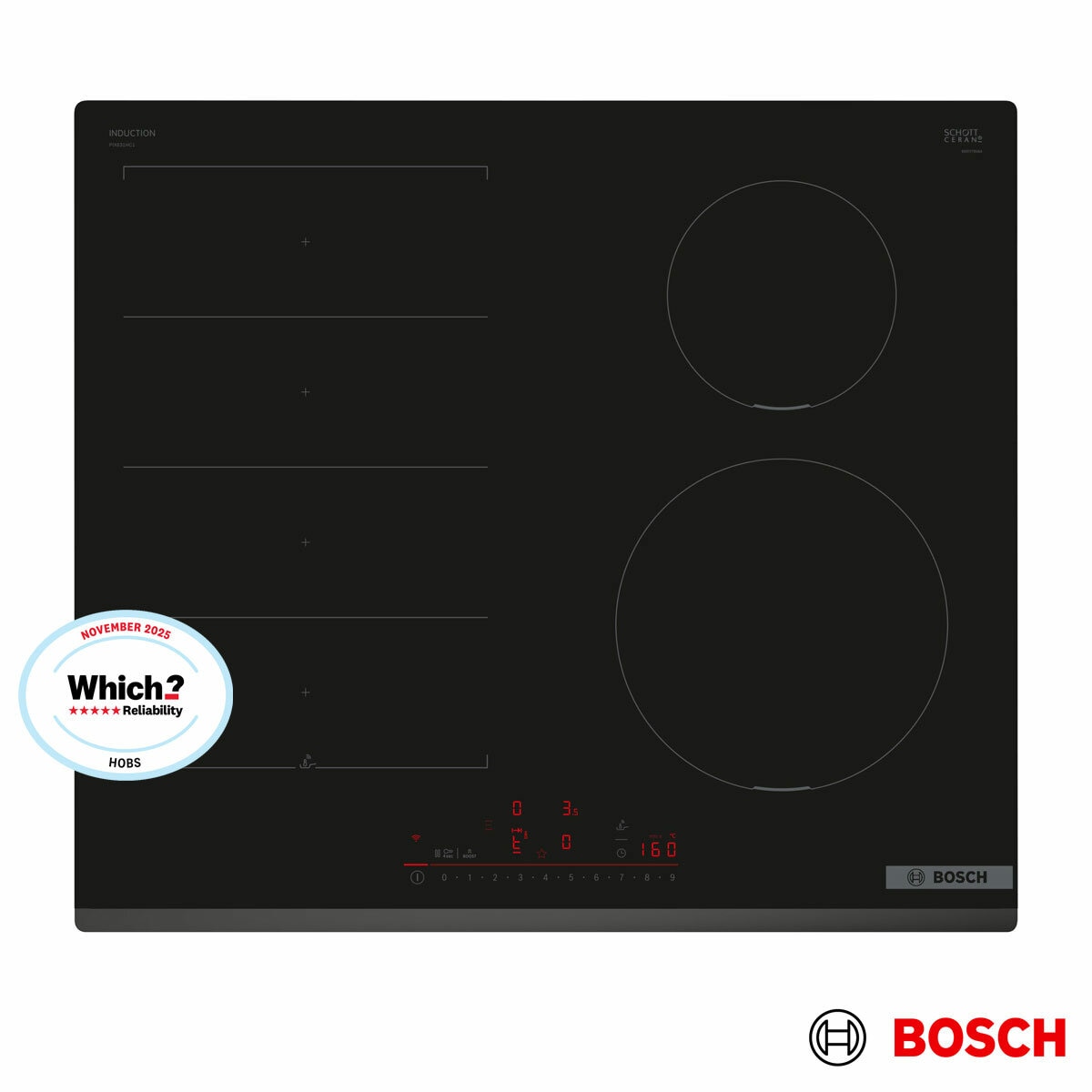Bosch Series 6 PIX631HC1E 60cm Induction Hob in Black Bosch Series 6 PIX631HC1E 60cm Induction Hob in Black