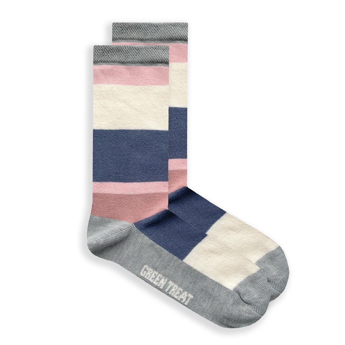 GreenTreat Women's Striped Socks, 8 Pack in Grey, Pink and Navy Costco UK