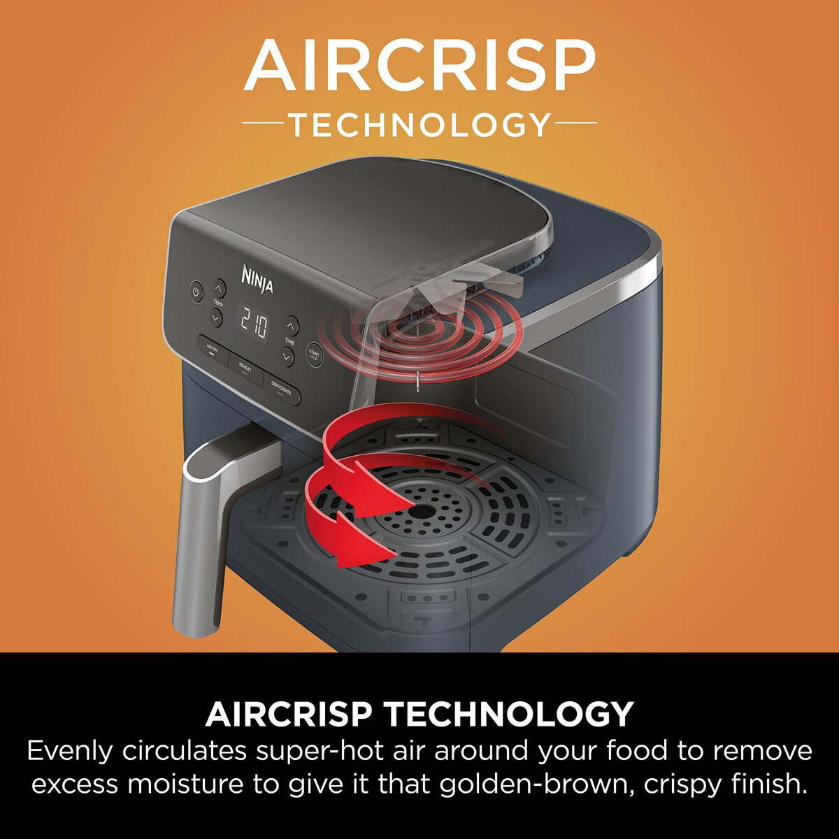 Lifestyle image with food inside the air fryer