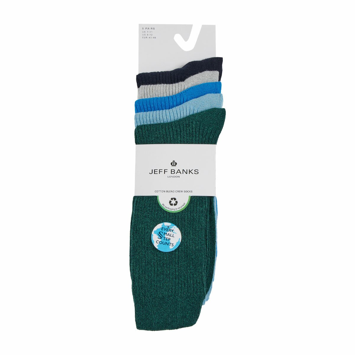 Jeff Banks Men's Ribbed Sock 10 Pack in Blue