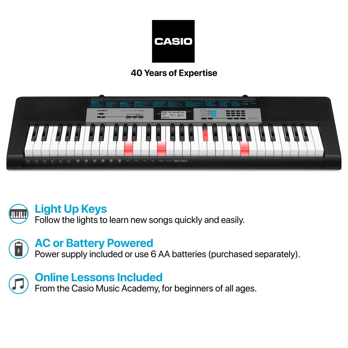 Buy_Casio LK 136 Portable Keylighting Keyboard in Black at Costco.co.uk