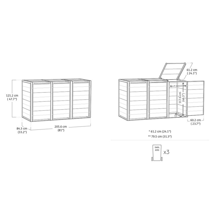 Keter Cortina Hide Away Bin Store (3 Sections)