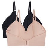 DKNY Seamless Bralette 2 Pack in Black & Sand