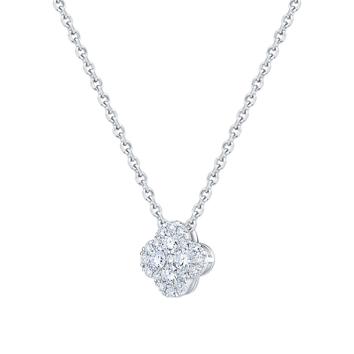 0.50ctw Round Brilliant Cut Diamond Cluster Pendant, 18ct White Gold