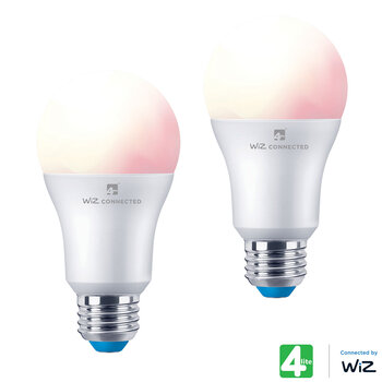 4lite WiZ Connected E27 Colour Smart Bulbs 2 Pack