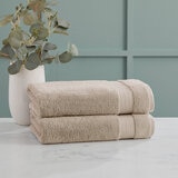 Grandeur 100% Cotton Tan Bath Towel, 2 Pack